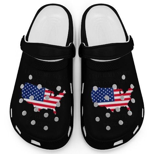 I LOVE MY WIFE, MY COUNTRY, AND GETTING PEGGED Clogs