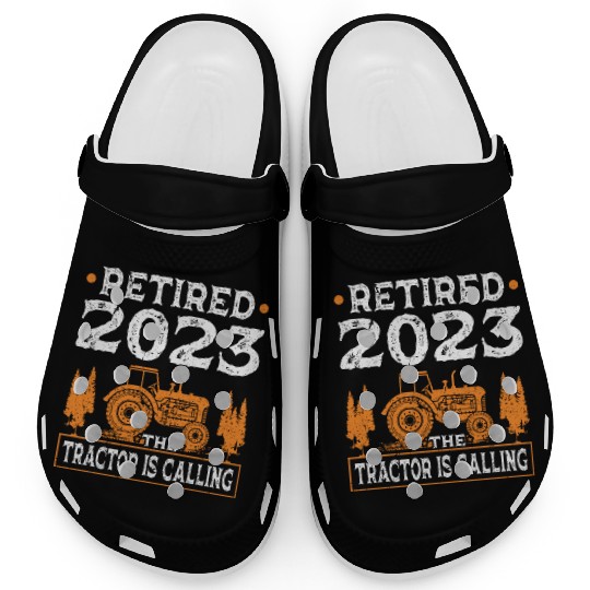 Retired Farmer Funny Retirement Tractor Clogs