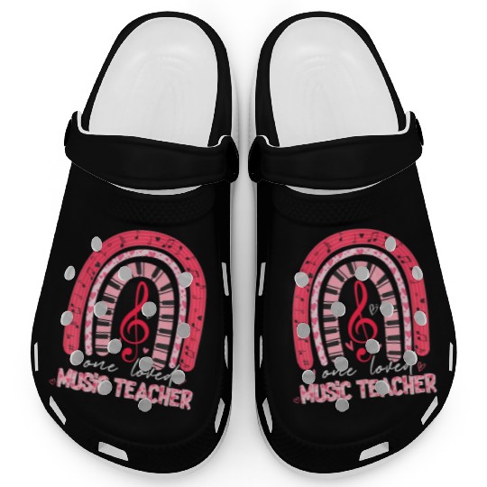 Rainbow One Loved Music Teacher Valentine's Day Clogs