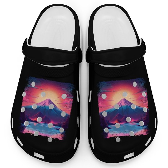 Mount Fuji Sight Aesthetic Japan Vaporwave Volcano Clogs