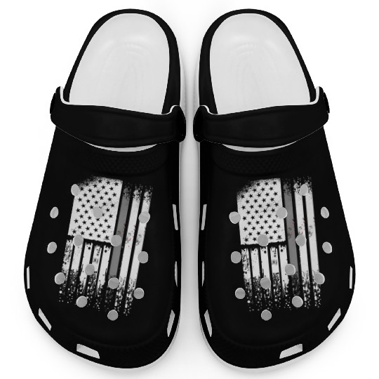Correctional Officer - Us Flag Thin Silver Line Clogs