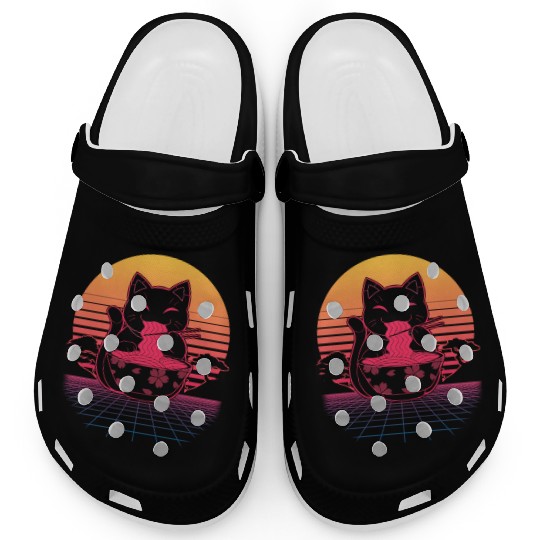 Kawaii Ra Neko Retro Cat Japanese Noodle Anime Clogs