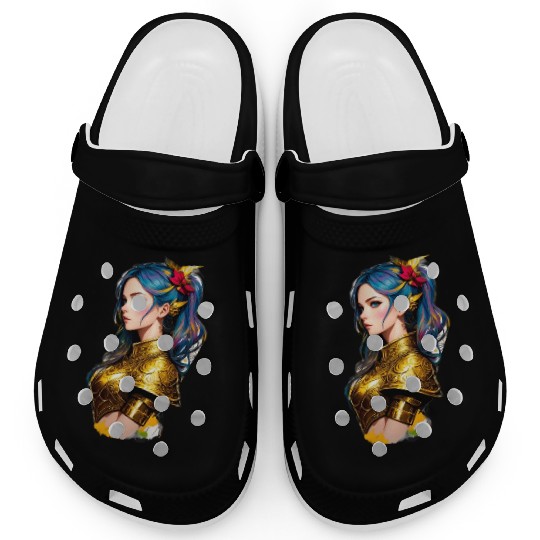Artistic Comic Style Nordic Medieval Fantasy Woman Clogs