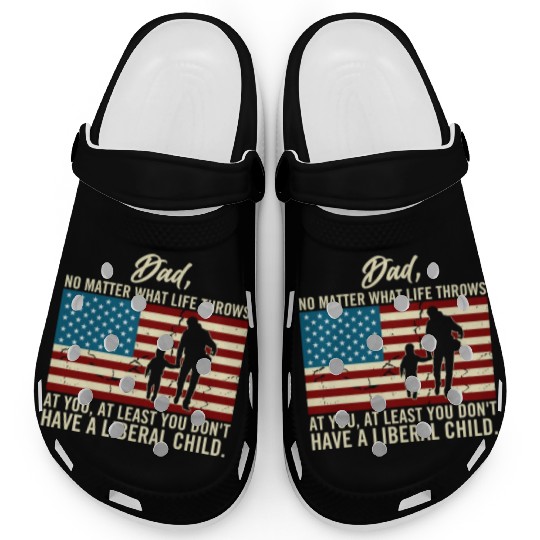 Dad Throws At You Liberal Child USA Flag Clogs
