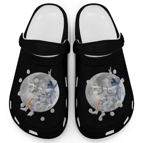 Coffee Astronaut Relaxing On The Moon Clogs