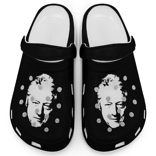 Bill Clinton White On Black Pop Art Clogs