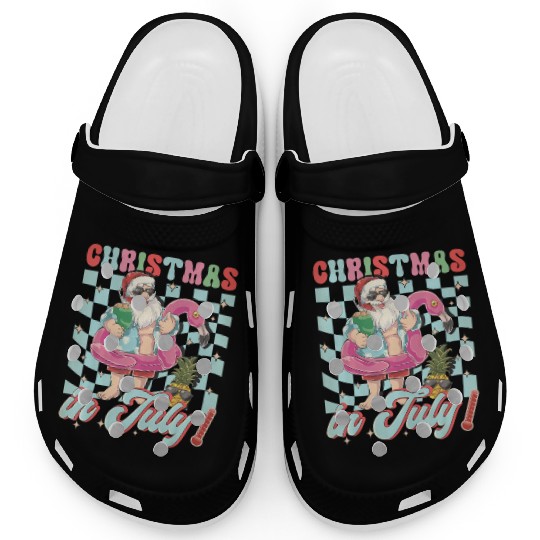 Christmas In July Groovy Santa Flamingo Float Clogs