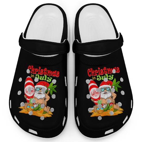 Christmas In July Funny Santa Summer Beach Clogs