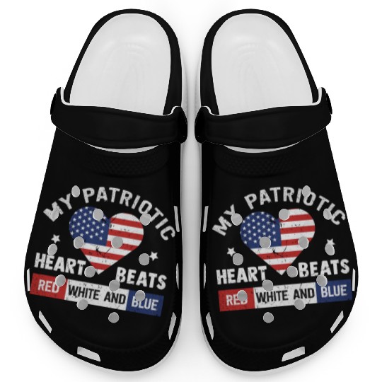 My Patriotic heart red white blue 4th of July Clogs