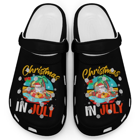 Christmas In July Hawaiian Santa Relaxing On Clogs