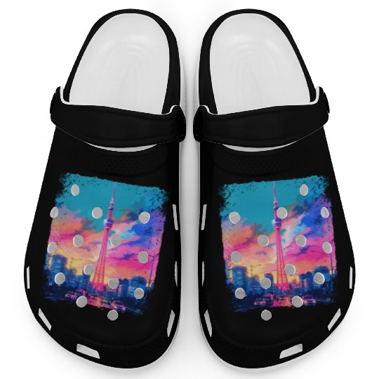 Aesthetic Japanese Skytree Tokyo Vaporwave Sight Clogs