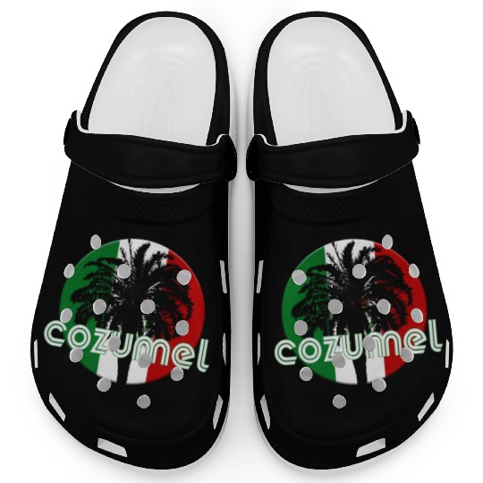 Cozumel Mexico Flag Native Palm Tree Mexican Clogs