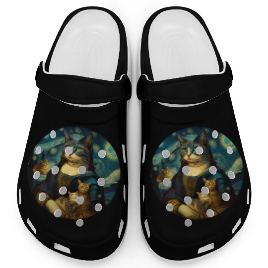 Mona Lisa With Cats Starry Night Van Gogh Painting Clogs
