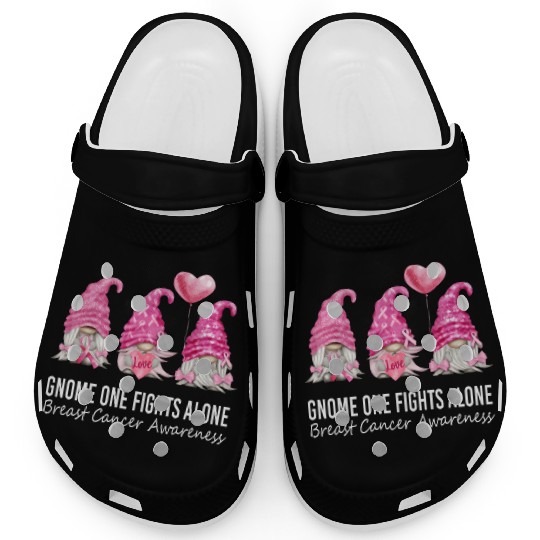 Gnomes In October We Wear K Gnome Breast Cancer Aw Clogs