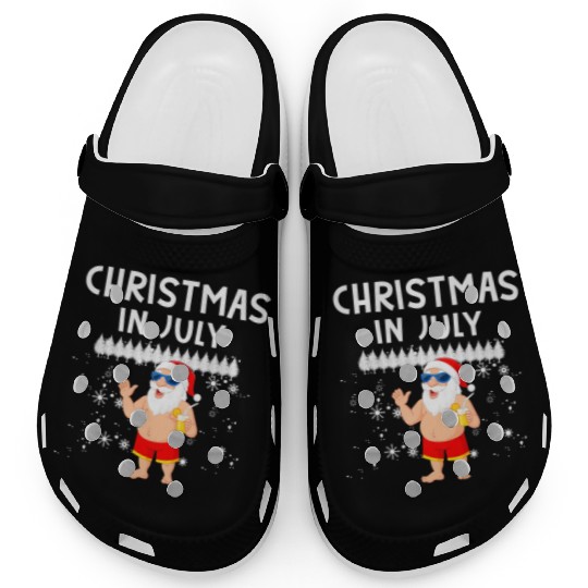 Funny Santa Christmas In July Summer Xmas Gif Clogs