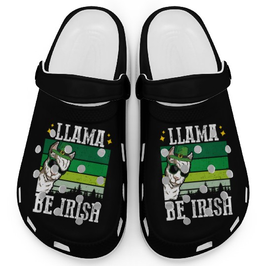 Llama Be Irish Shamrock St Patric Day Clogs