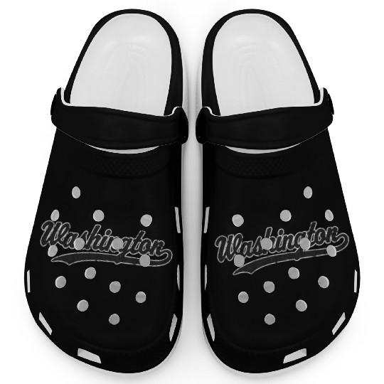 Washington Dc Black Athletic Sports Script Clogs