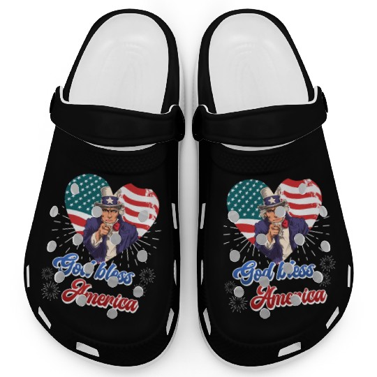 God Bless America Independence Day 4th July USA Clogs