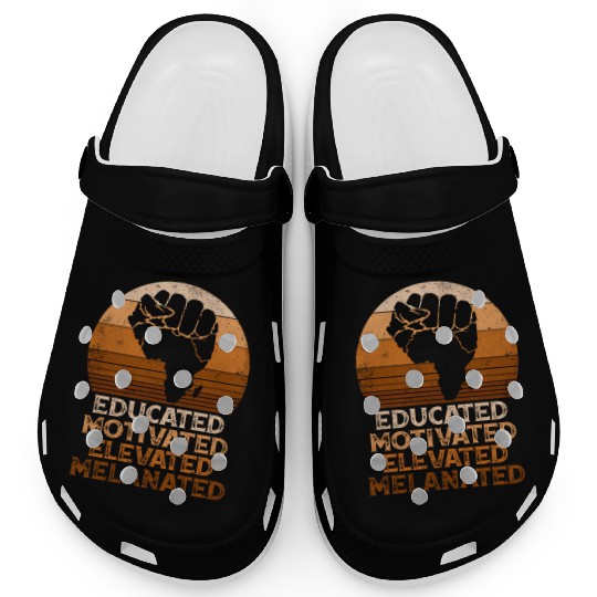 Juneteenth Educated Motivated Elevated Melanated M Clogs