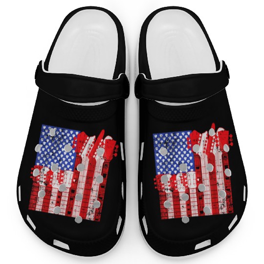American Flag Guitar Patriotic Funny Clogs