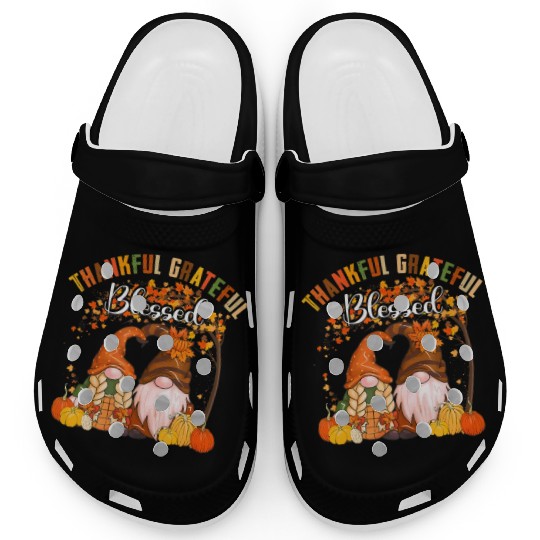 Thankful Grateful Blessed Gnomes Fall Autumn Clogs