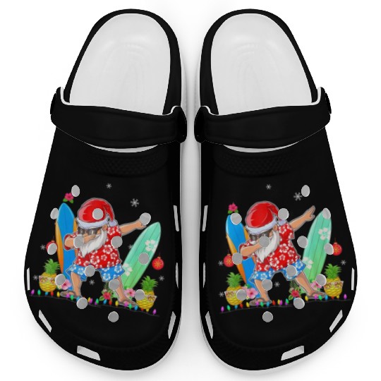 Dabbing Santa Christmas In July Hawaiian Xmas Clogs