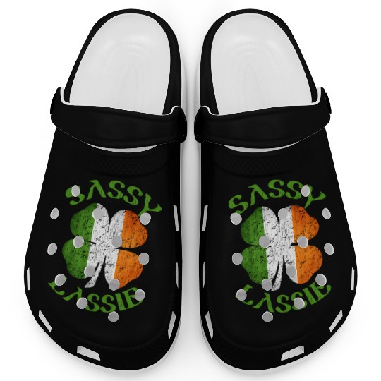 Sassy Lassie Shamrock Irish St Patrick Day Wo Clogs