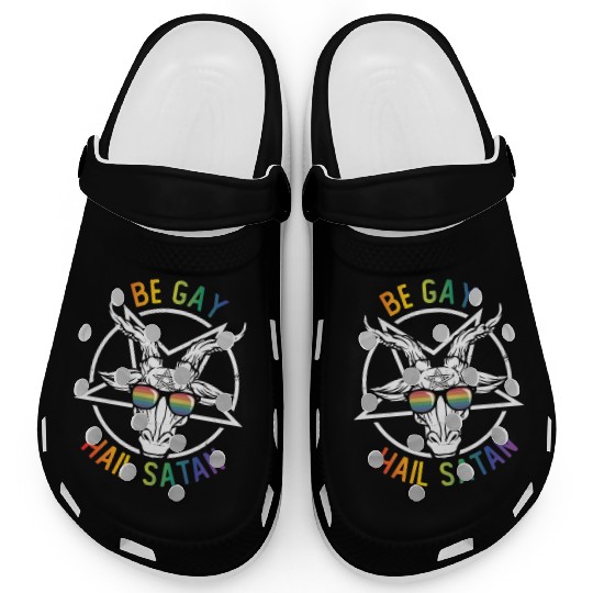 Rainbow Satan Lgbt Goth Gay Pride Baphomet Be Gay Clogs
