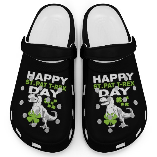 Happy St Pat Trex Day Dino St Patric Day Clogs