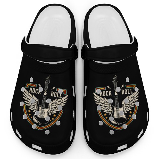 Rock and Roll Music Lover Guitar Wings Clogs