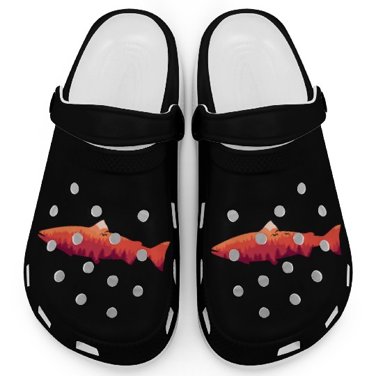 Trout Fly Fishing Nature Outdoor Fisherman Clogs