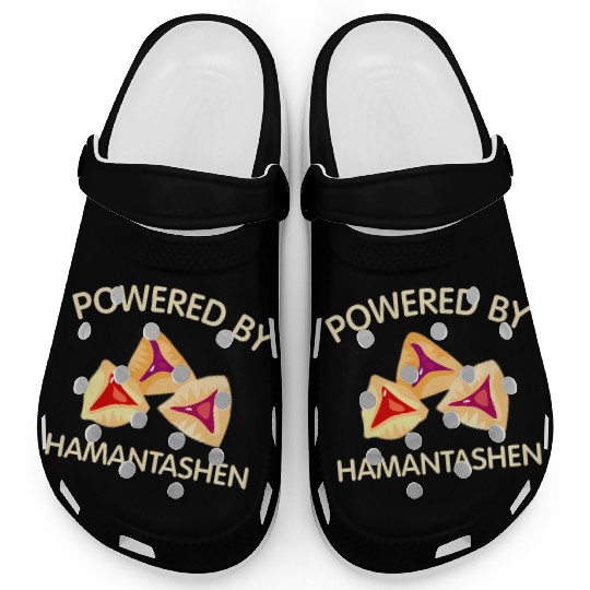 Powered By Hamantashen Happy Purim Party Jewish Clogs
