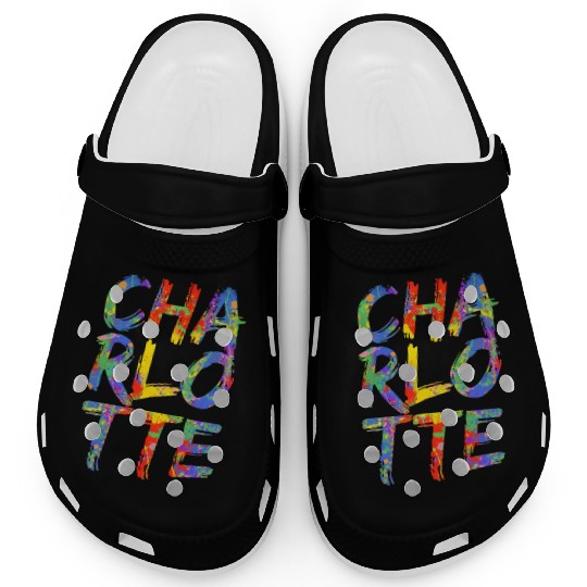 Charlotte Artwork Colorful Rainbow Carolina Clogs