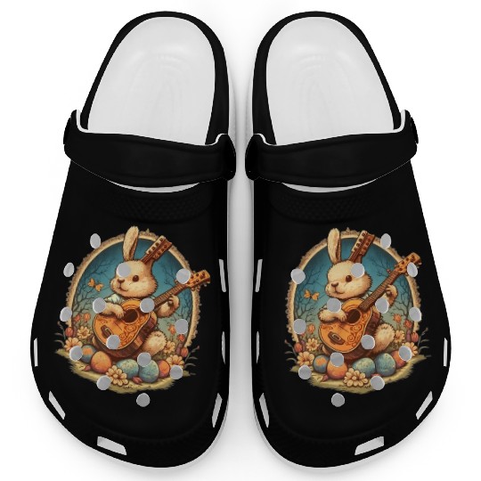 Cottagecore Aesthetic Bunny Playing Banjo Guitar Clogs