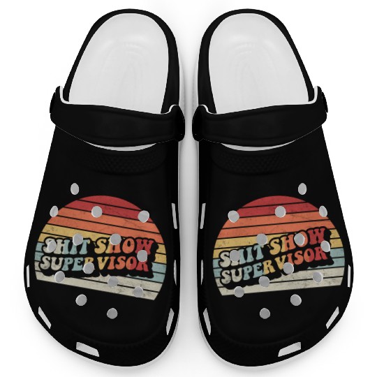 Retro Shit Show Supervisor Hilarious Vintage Clogs