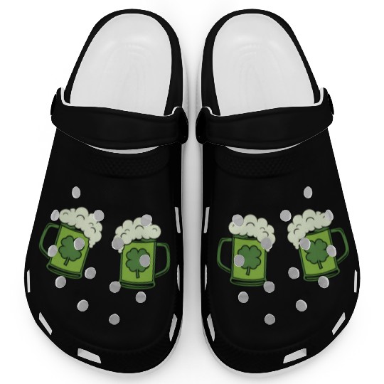 Drinking Green Beer Boobs Shamrock Irish Patric Clogs