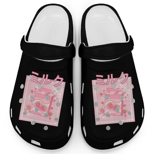 90S Japanese aii Strawberry Milk Shake Carton Clogs