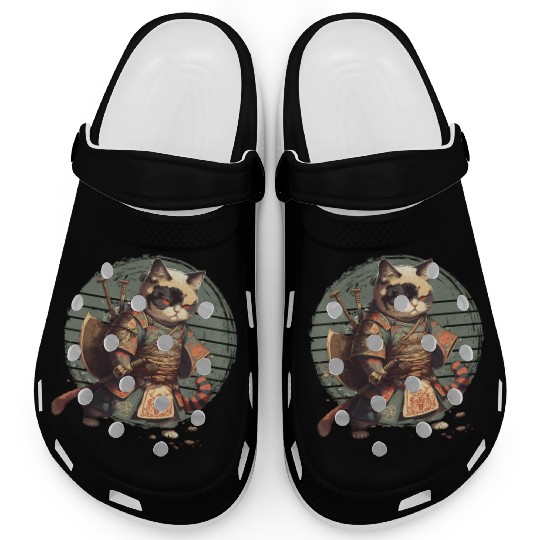 Samurai Cat Warrior Japanese Ninja Cat Kawaii Clogs