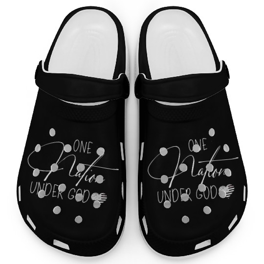 One Nation Under God Usa Script Clogs