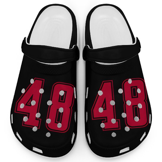 Red Number 48 Team Junior Sports Numbered Clogs
