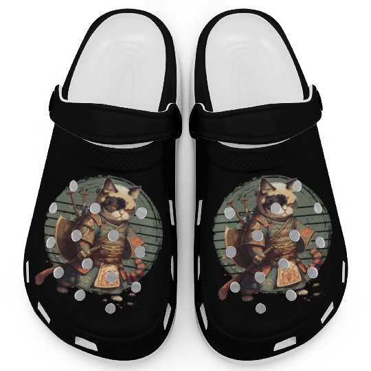Samurai Cat Warrior Japanese Ninja Cat Kawaii Clogs