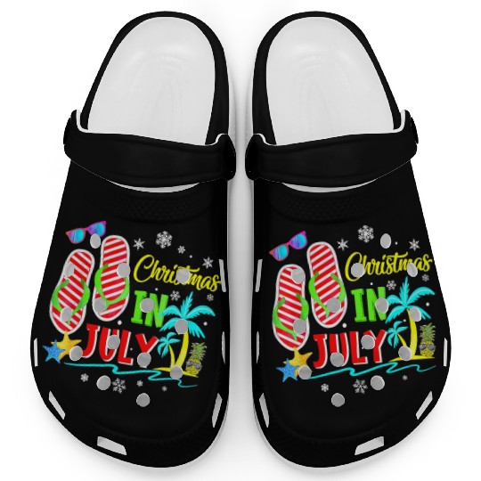 Christmas In July Flip Flops Funny Beach Summer Clogs