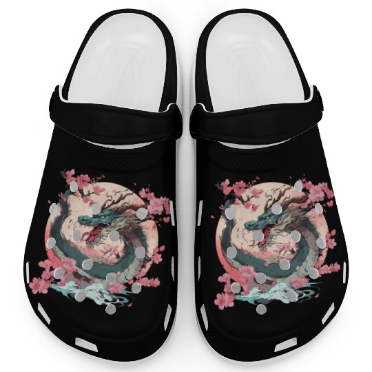 Japanese Dragon Cool Fantasy Chinese Asian Dragon Clogs