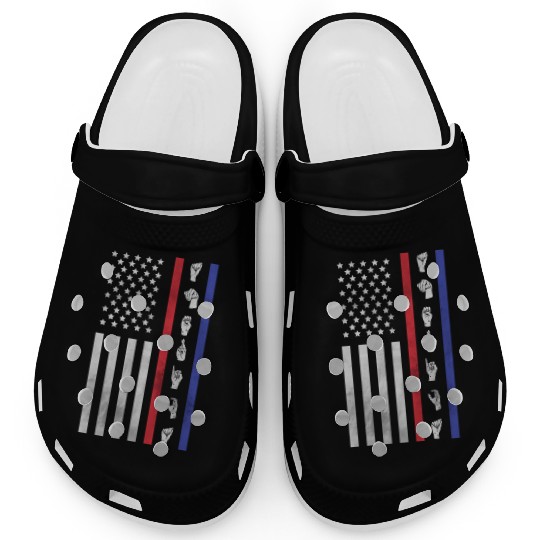 American Flag Asl American Sign Language America U Clogs