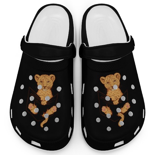 Colorful Lion Face A Face In Color Hand Drawn Clogs