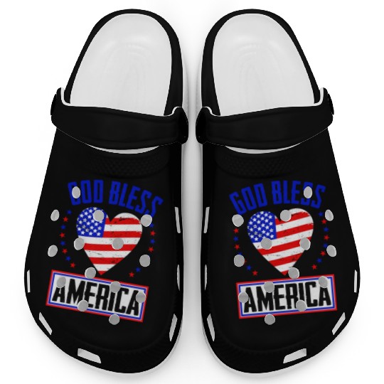 God Bless America Independence Day USA Patriot Clogs