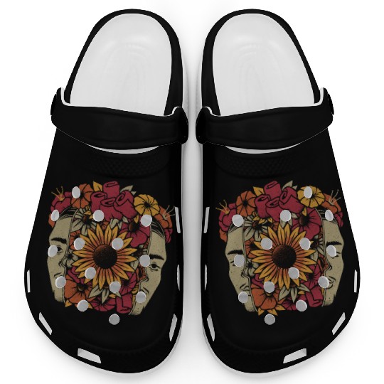 Frida Kahlo Head Flowers Clogs