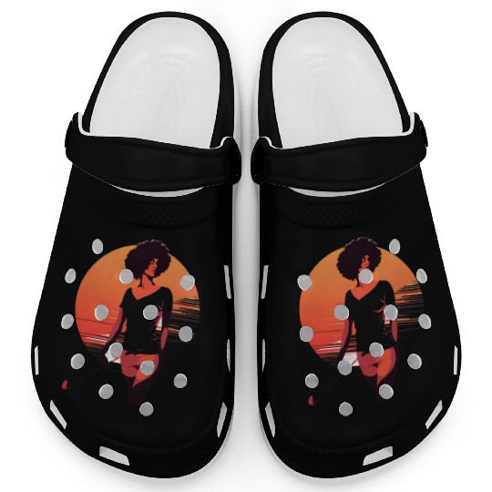 Golfer Girl Afro Woman Golf Player African Clogs