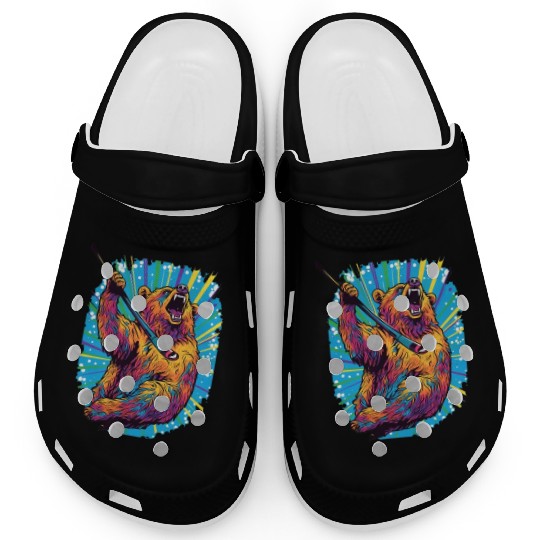 Golfer Grizzly Bear Golf Club Golfing Golf Player Clogs