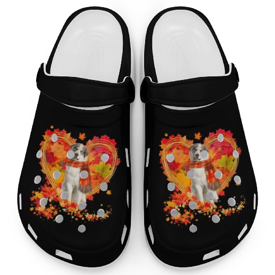 Great Pyrenees With Heart Made Of Autumn Leaves Clogs